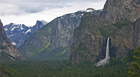 Bridalveil Falls from Tunnel view with Half Dome